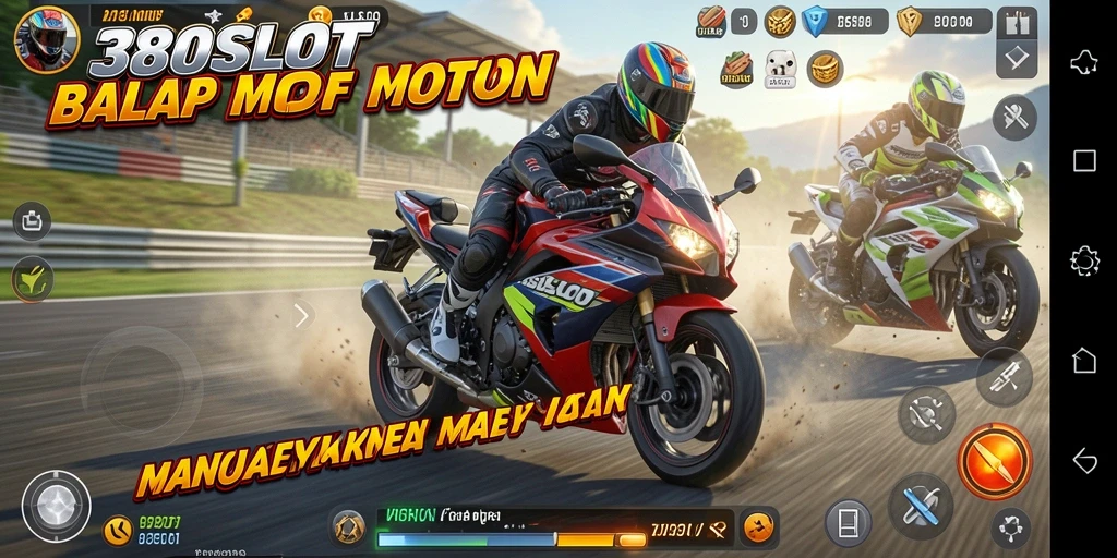 Tampilan mendebarkan gameplay balap motor di 380SLOT.