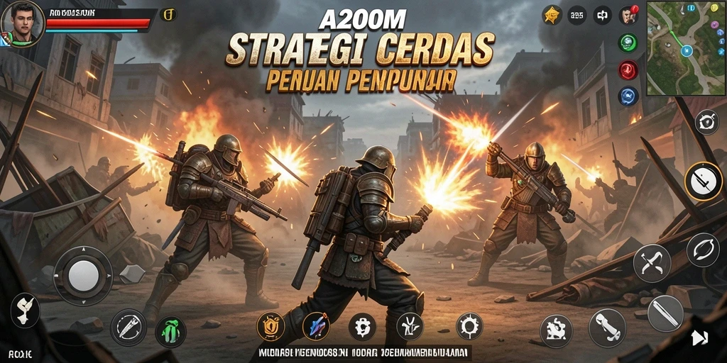 Tangkapan layar utama A200M menampilkan pertempuran strategis yang mendebarkan.