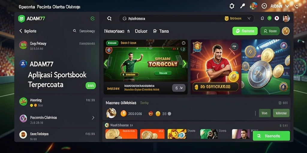 Tampilan antarmuka aplikasi ADAM77 saat bermain Sportsbook.