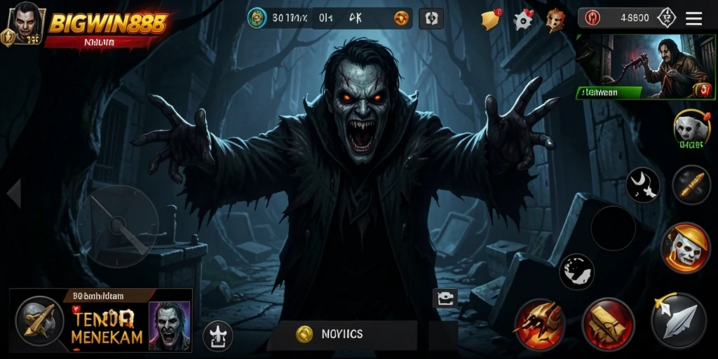 Tampilan gameplay mencekam dan grafis menakutkan dari BIGWIN88