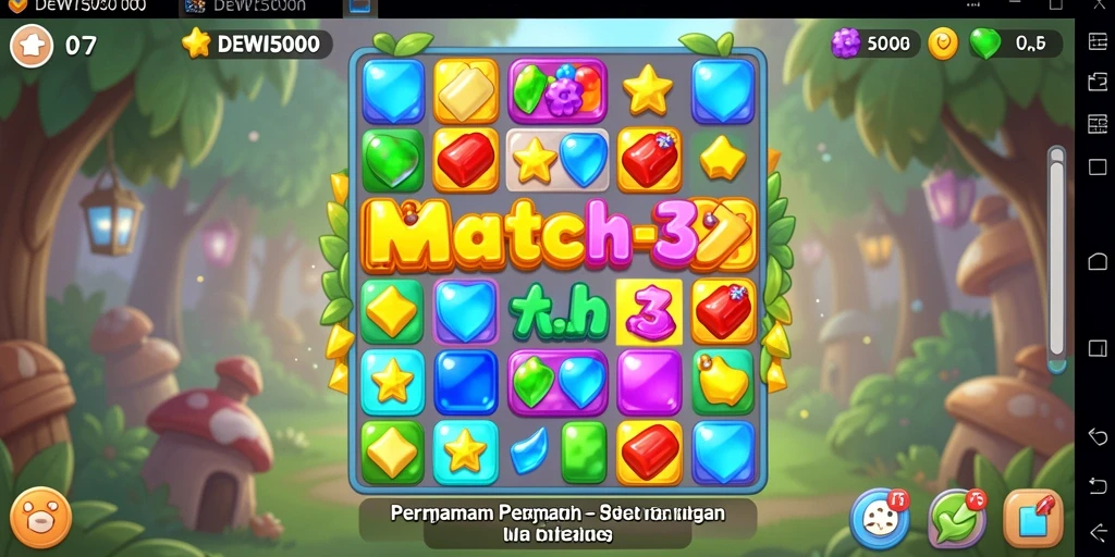 Tampak gameplay DEWI5000 yang seru dan penuh warna.