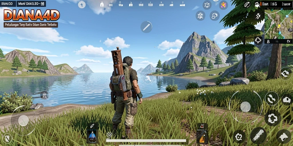Tampilan gameplay menarik dari DIANA4D dengan petualangan dunia terbuka.
