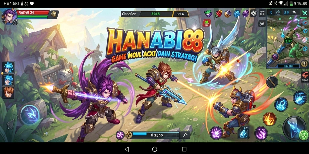 Gameplay seru di HANABI88 dengan pertarungan MOBA yang intens.