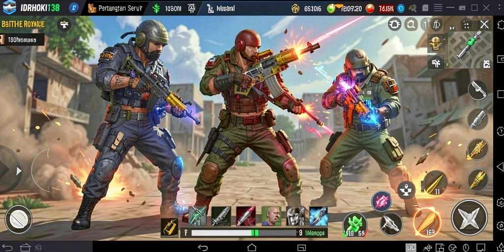 Gameplay mendebarkan IDRHOKI138 dalam pertarungan Battle Royale.