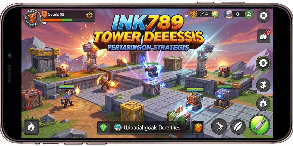 Tangkapan layar dari gameplay menegangkan di INK789 Tower Defense.