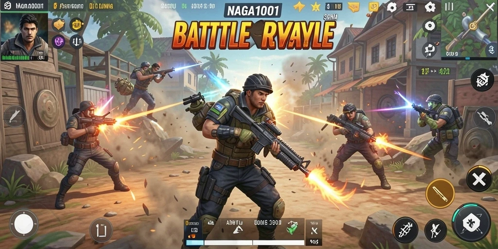 Gameplay NAGA1001 yang mendebarkan dalam pertarungan Battle Royale.