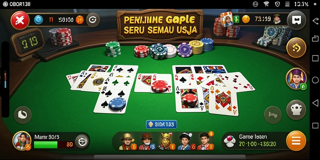 Tampilan gameplay OBOR138 saat bermain Gaple yang seru.