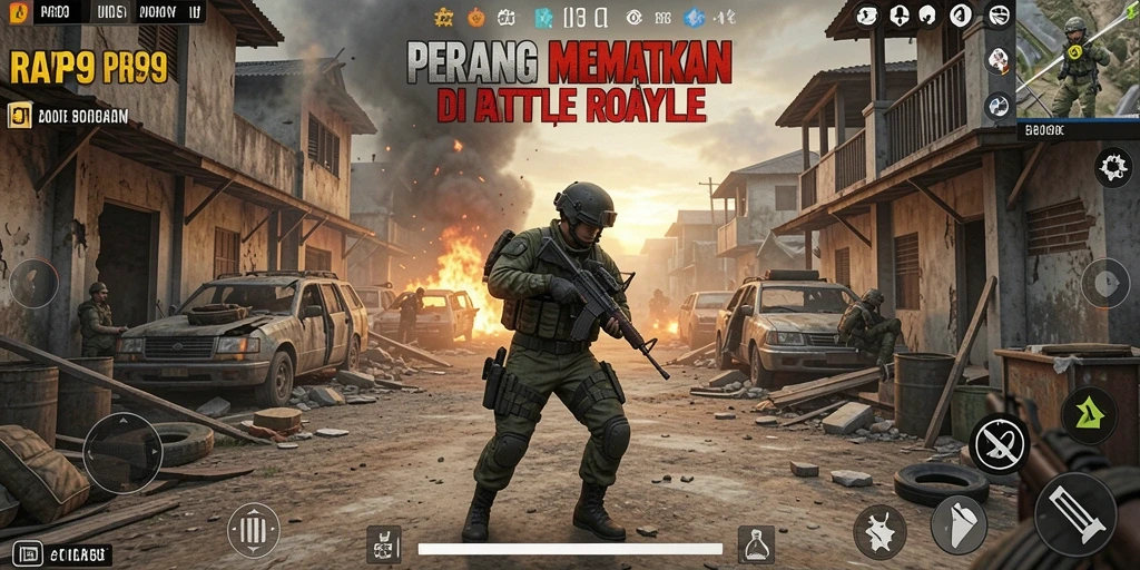 Screenshot menampilkan aksi mendebarkan dalam game Battle Royale.