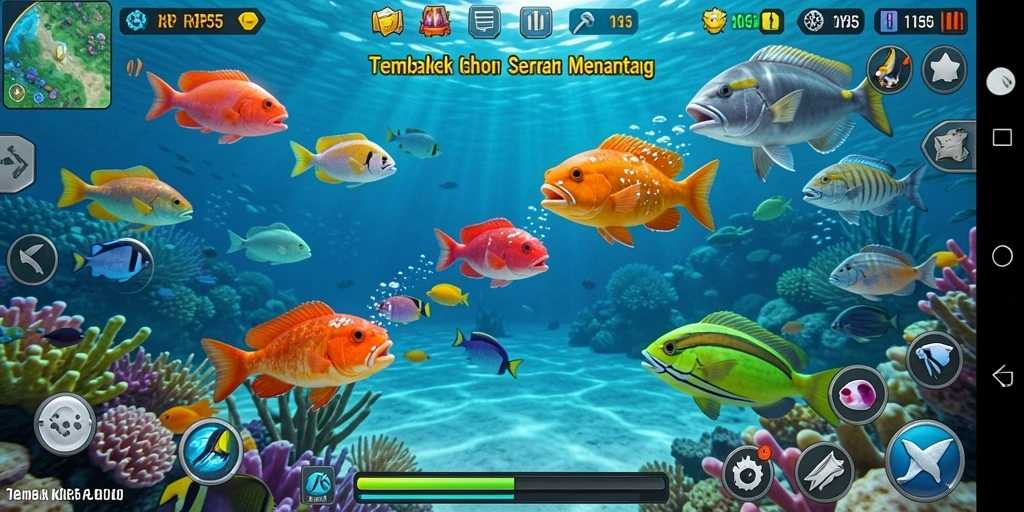 Tampilan gameplay seru menembak ikan di RP55.