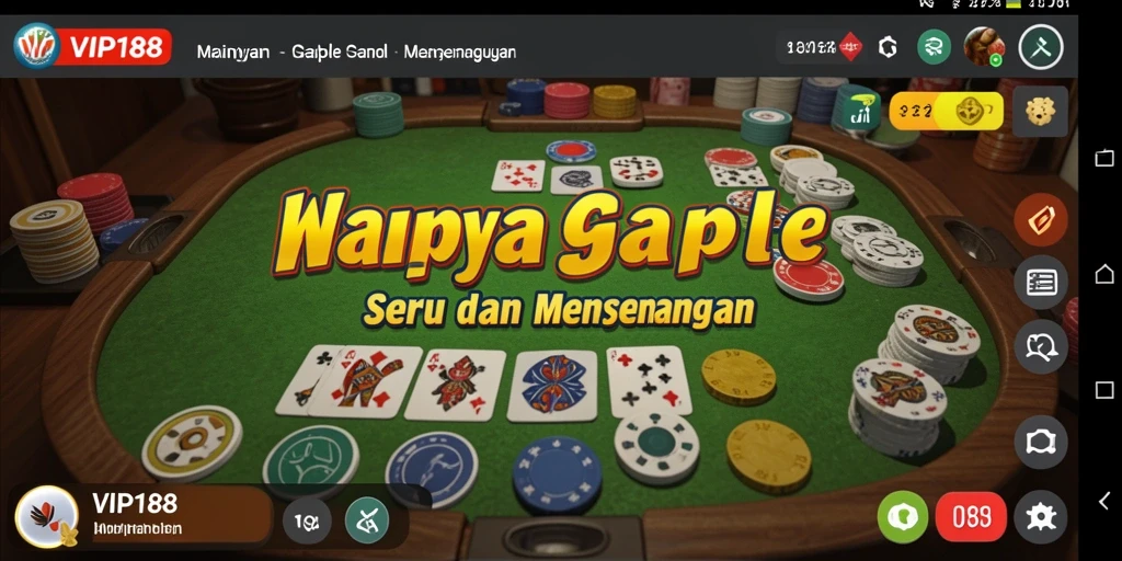 Gameplay seru Gaple di VIP188 dengan desain menarik.