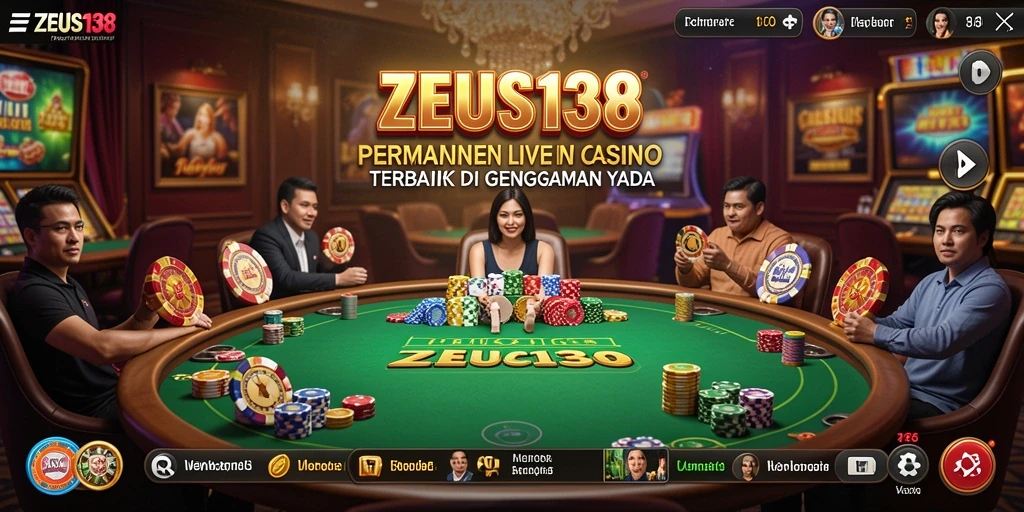 Tampilan screenshot ZEUS138 yang memukau menampilkan dealer langsung dan meja permainan.